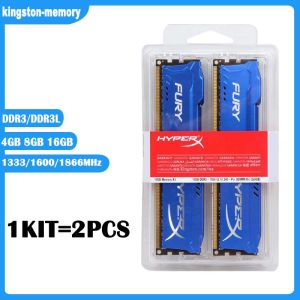 New KIT 4GB 8GB 16GB DDR3 RAM 1333MHz 1600MHz 1866mhz Desktop Memory DDR3L 1.35V 240 Pins DIMM HyperX FURY Gaming Memory-Blue