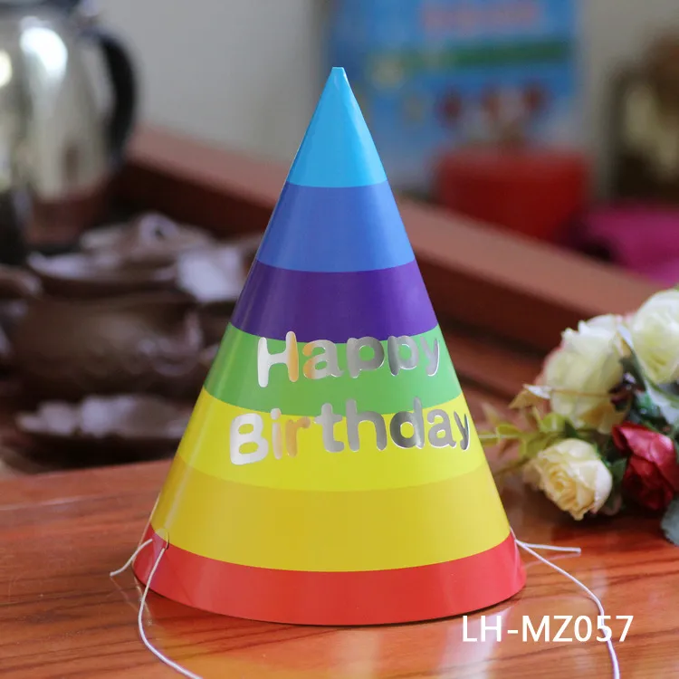 DIY Paper Birthday Hat Rainbow Color Happy Birthday Hats Disposable Party  Hats for Children and Adults Party Needs