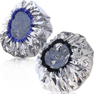 2 Pcs Aluminum Foil Conditioning Cap Reusable for Hot Oil ment Hair Thickened Shower Caps Hot Oil ment Reusable Hair Processing Caps Home and Salon Use