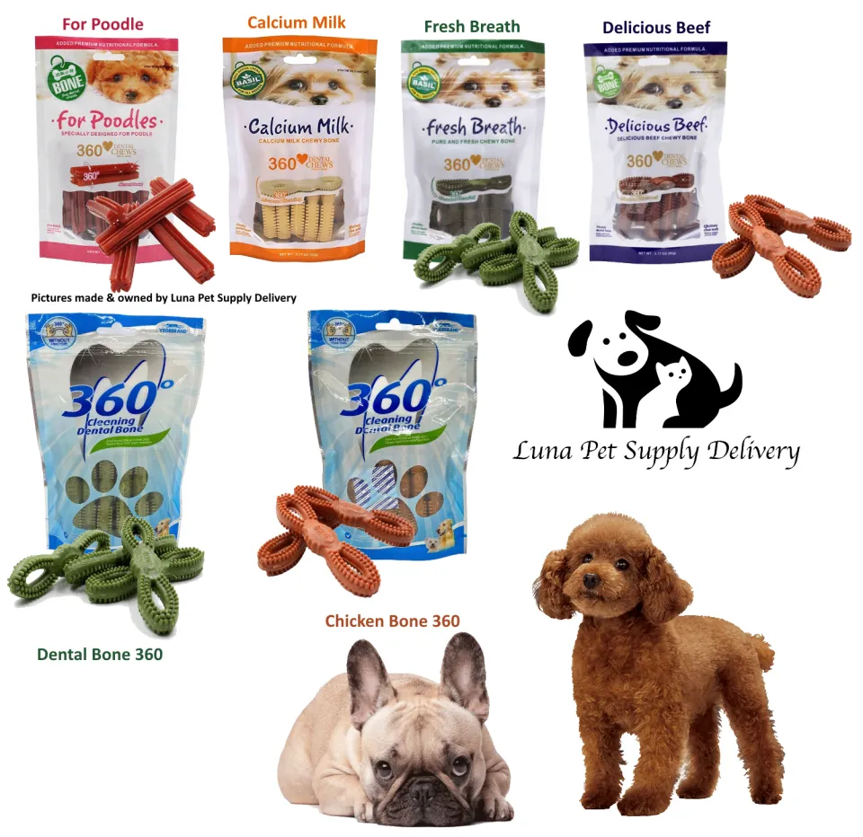 Dog Snack Cemilan 360 Dental Chews For Poodle, Milk, Beef,Fresh