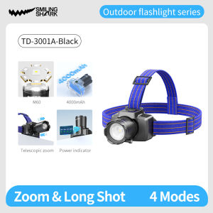 SMILING SHARK TD3001 LED Headlight Super Bright M60 7000LM 4Mode Work Head Lamp Type-c Rechargeable Waterproof Outdoor Fishing Camping