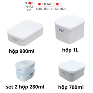 Combo 5 hộp nhựa White Pack nhựa PP số 5 cao cấp đựng thực phẩm 280ml 700ml 900ml 1000ml nội địa Nhật Bản