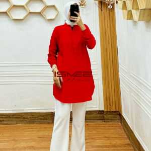 Ismee House Blouse Wanita Dewasa Lengan Panjang Terbaru Atasan Katun Rayon Viscose Polos Kecil Jumbo
