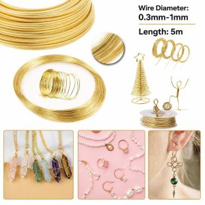 JING Brass Brass Wire 0.3-1mm 5M/Roll Jewelry Wire Bendable Craft Wire