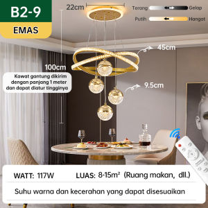 【COD】 Lampu Gantung  Minimalis Kristal 72W Mewah Led 3 Warna 40CM Rings Lampu Gantung Ruang Tamu Kamar Tidur Lampu Hias