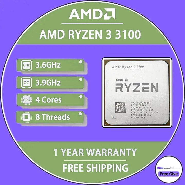 Used AMD Ryzen 3 3100 R3 3100 3.6 GHz Quad-Core Eight-Thread 65W CPU ...