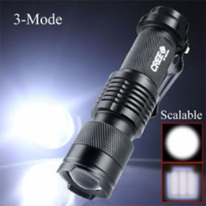 LF 【Ready 】Mini LED Flashlight Dimmable Retractable Torch Lamp Waterproof Black(No battery no charger)