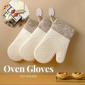 Aesthetic Baking Oven Gloves Non Slip Baking Pot Holder Heat Resistant Silicone Cooking Essential
