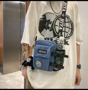 JENL Small Sling Bag Men Women Shoulder Backpack Mini Cross Body Chest Sling Backpack with Water Bottle Holder Travel Hiking Casual Daypack