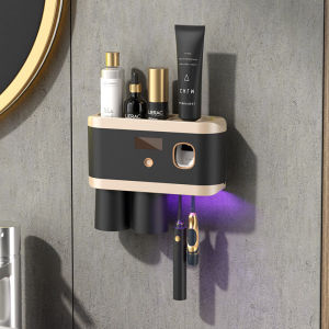 HKStorage Giá Treo Bàn Chải Đánh Răng Khử Trùng Kiểu Mới Giá Treo Khăn Bàn Chải Đánh Răng Hút Tường Tiệt Trùng Cốc Nâng Cấp