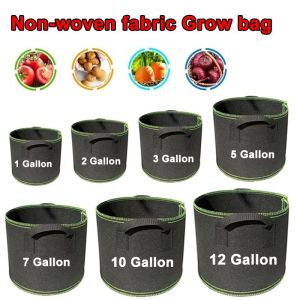 1-7 Gallon Big Plant Flower Grow Bags Pot Home Garden Tools Potato Strawberry Fabric Vegetable Jardin Gardening Growing Pots