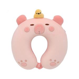 Cartoon Capybaras UShaped Neck Pillow Plushes Travel Pillow Toy for Travel Comfort Neck Support in Airplanes or Car