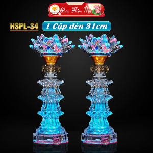Đèn Hoa Sen Pha Lê Có Led Nhiều Màu CHÂN THIỆN MỸ Trang Trí Bàn Thờ Phật Gia Tiên HSPL-34