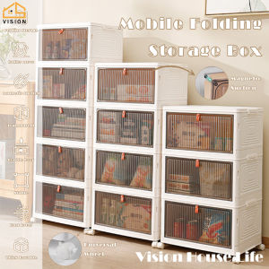 Vision Floor-standing Flap Type Storage Cabinet Nordic Folding Shoe Storage Box Multilayer Snack Cosmetics Storage Cabinet Movable Daily Necessities Storage Organiser Installation Free