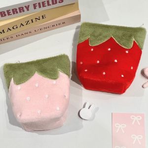 OWMXZL Plush Pencil Case Standing Large Capacity Stationery Pouch INS Strawberry Shape Stationery Storage Bag Gift
