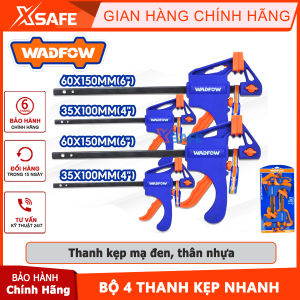 Bộ 4 thanh kẹp nhanh WADFOW Bộ 4 thanh kẹp nhanh gồm 2 kẹp 4 inch 2 kẹp 6 inch  thân nhựa cứng thanh kẹp mạ đenchính hãng