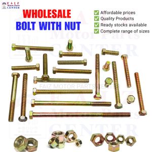 BH.12x40mm (#17 sa yabe/tools) GOLD PLATED HEXAGONAL BOLT WITH NUT (Tetanized Zinc Plated)