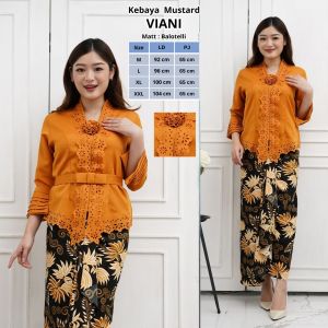 Atasan Kebaya Kutu baru Modern Mewah Lengan 7/8 Laser Cut Bunga Warna Putih Cerah Kekinian Viani