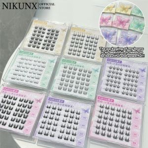NIKUNX NIKUNX ขนตาเอลฟ์กรงเล็บแมวติดกาวแบบบางขนาดเล็กขนตาปลอมกาวแบบไม่มีกาวในตัวสำหรับกลุ่มสาวดอกทานตะวันขนตาปลอม