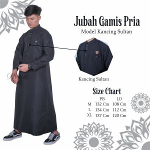 Jubah Pria Model Kancing Lengan Panjang Kancing Sultan Model Terbaru Motif Polos Kancing Sultan Dubai