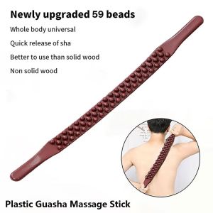 MIRELAE 1Pcs 53cm Plastic Guasha Massage Stick Plastic 59 Beads Tendon Scraping Tool Body Shaping Roller Acupressure Massage Tool for Back Neck Waist Legs and Abdomen Massage