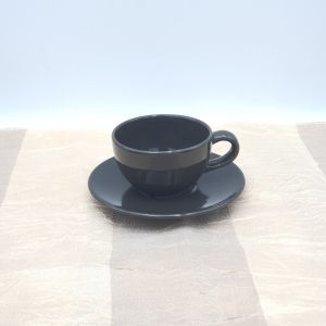 แก้วกาแฟ  แก้วกาแฟร้อน พร้อมจานรอง เซรามิค สีเทาดำ มี 4 ขนาด แก้วกาแฟ 2.5 นิ้ว 3.3 นิ้ว 3.5 นื้ว และ 4 นิ้ว