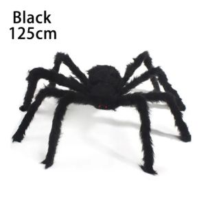 125CM Super Big Black Plush Spiders Halloween Decorations Outdoor Scary Large Spiders Halloween Party Bar Haunted House Horror Props