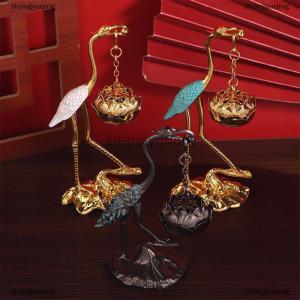 [COD] zhangyuqing Crane Incense Burner Holder Stove Lotus Incense Burner Antique Alloy Lotus Hanging Stove Tea Ceremony Craft Household Decoration