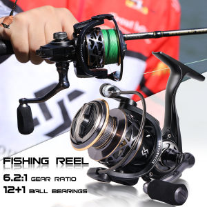 Sougayilang 1000-4000 Series Full Metal Wire Cup Waterproof Hollow Design Spinning Fishing Reel 12+1BB 6.2:1 Gear Ratio Fishing Reel for Saltwater and Seawater Fishing