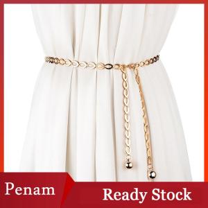 [PAM] Women Fashion Belts Luxury Designer Belt Retro Carved Hollow Out Chain Belt for Women Elegant Round Metal Women Belt