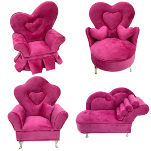 Realistic Pink Plush Sofa For Toyhouse 1/12 Scale With Concealed Storage Compartment