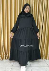Gamis Anak Set Jilbab Hitam Baju Muslim Anak + Kerudung Hitam