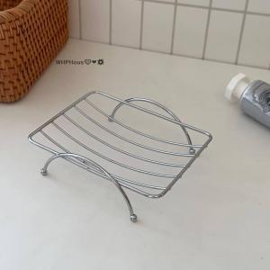 WP💓💛💖 Suction Cup Soap Dish No Drill Wall Mounted Drainage Rack Bathroom Soap Holder Stainless Steel Grid Organizer For Home Bathroom Shower Vanity