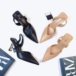 Zara Sepatu Shoes high heels Import Branded ZRA ZR ZS316 Black 7cm Sepatu High Heel Pu Leather Shoes Zs316 Warna Hitam - Lazada