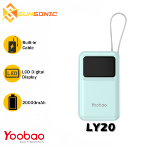 Yoobao LY20 20000mAh Mini Size Built-in Dual Cable Powerbank with LED Display & 3C Certification