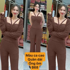 Sét 3 món thun xốp gồm có:áo khoác.quần dài ống ôm.áo có sẵn mút mặc thoải mái.B68
