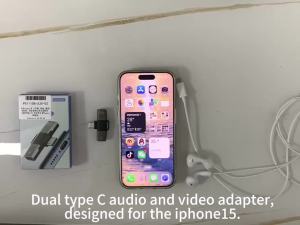 USB Type C Splitter To Double Type C Jack AUX Audio Headphone Adapter PD15W Charging For IPhone 15 Samsung Xiaomi