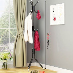 9-Hook Coat Hat Rack Stand Space-Saving Clothes Hanger Organizer for Bedroom Entryway Household