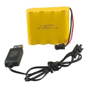 ถ่านรถบังคับ ถ่านชาร์จ NI-MH 3.6V 3800 mAh. ปลั๊กแบบ SM พร้อมสายชาร์จ USB ปลั๊กตรงรุ่น ใช้งานกับรถบังคับ เรือบังคับ