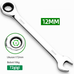 Isku Kunci Rachet 72gigi 12mm Kunci Ring Pas Bolak Balik Kunci Flexible Kombinasi Ratchet 12mm 1pcs