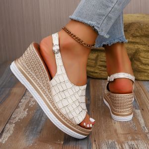 [Free Shipping] WomenS Wedge Sandals New Summer Styles Open-Toe Sandals Slip-On Sandals With Buckle Closure Available In Plus Sizes