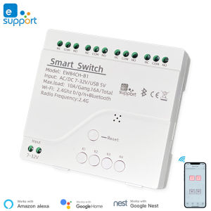 eWeLink 4 Channel WiFi Smart Switch Bluetooth Wireless Inching Relay Motor Module Voice Control Works with Alexa Google Home