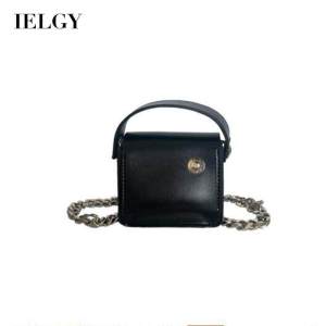 IELGY Thick Chain Black Diagonal One-Shoulder Small Square Bag Women