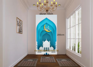 walbanner walpaper-banner Dekorasi Musholla Mihrab Besar Dekorasi dinding ruang Musholla Rumah Kantor dll Dekorasi