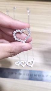 FEOBUR 2ct Moissanite Heart Pendant Necklace for Women 925 Sterling Silver Lab Diamond Neck Chain Girls Birthday Gift Jewelry