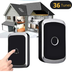 COD TaffHOME ALARM Bell Pintu Wireless Doorbell LED 36 Tunes 1 Receiver EU Plug anti maling - A20