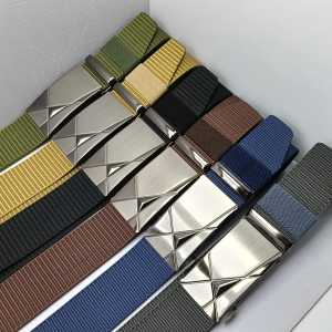 IKAT PINGGANG PRIA SABUK NYLON TALI CANVAS GESPER ELEGANT SIMPLE MEN BELT JEPIT AUTOMATIS SILVER COD