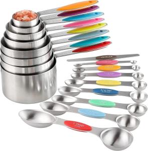 17pcs Stainless Steel Measuring Cup Magnetic Spoon Set Multifunction for Seasoning Flour Baking Cake Ideal Gift Kitchen Tools2026