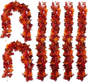 1.75M Artificial Fall Maple Leaf Garland Fake Plants Autumn Decor Leaves Vine For Thanksgiving Halloween Festivals Wedding Decora