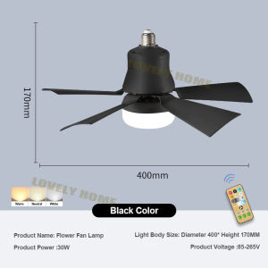 Modern Ceiling Lamp With Ceiling Fan Socket Fan Light Inverter Ceiling Fan with Light and Remote 16.5/20.5 Inch E27 Screw Celling Fans Light 30W/40W Power Saving 3 Colors Silent Household Simple Fan